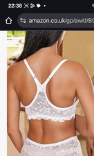 White Front Closure Cross Over Bra 38DD