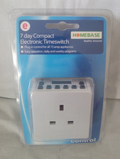 Homebase 7-Day Compact Electronic Time Switch Plug In Control 13 amp Appliances