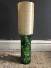 1960s Green Crackle Resin Shatterline Lamp With Shade. Working. Tested.