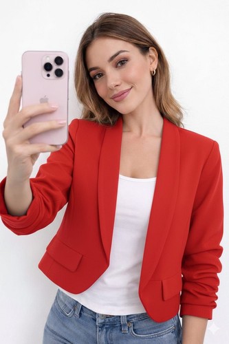 Womens cropped blazer ruched - cropped,