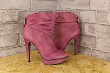 PINK SOFT LEATHER HIGH HEEL PLEASER FETISH ANKLE BOOTS SIZE 5 / 38 BY FAITH USED