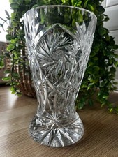 Waterford Style Pinwheel Cut Crystal Vase Vintage Heavy Lead Glass France