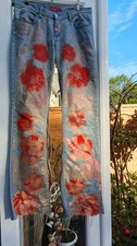 Rare! Miss Sixty Metalic Floral Arty Vintage Flared Jeans