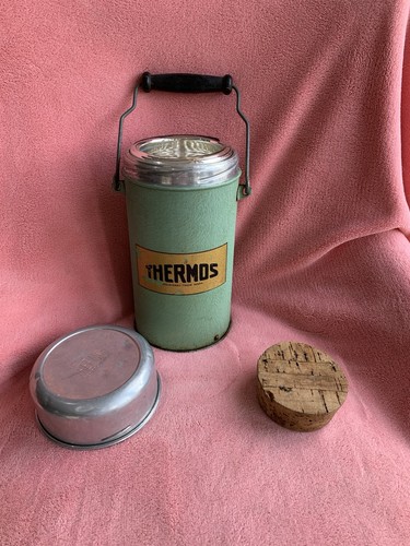 Vintage thermos flask green - vintage,
