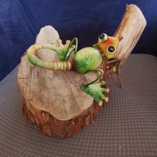 Metal Lizard Mounted On A Log