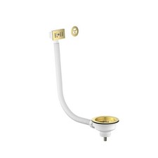 Kitchen Sink Pull Out Waste with 90mm Strainer & Overflow Brushed Brass