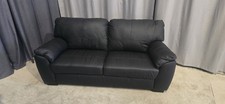 Milano Leather 3 Seater Sofa – Black | Brand New  Top Grain Leather