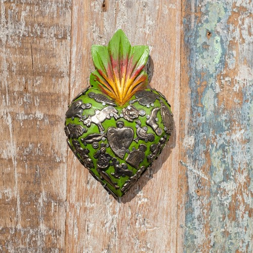 Mexican wooden milagros heart - wooden,