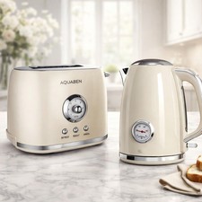 Retro Cream Kettle Toaster Set