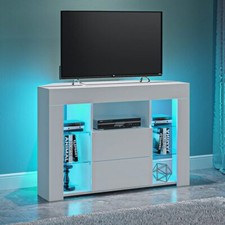 Modern Corner LED TV Unit Stand Entertainment Center Cabinet High Gloss Front