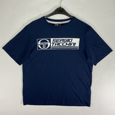 SERGIO TACCHINI Mens T-Shirt Navy Crew Neck Size XXL Vintage 