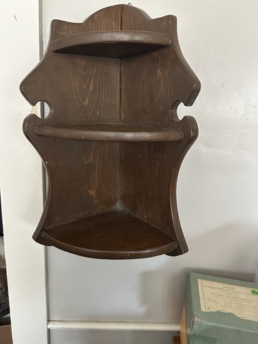 Vtg heavy wooden corner shelf - vtg,