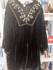 Monsoon Velvet Embroidered Smock Dress, VGC, Size 22 Long Sleeve