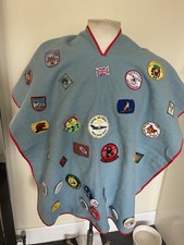 Vintage Guide Scout Camp Blanket poncho Sewn On Badges & pin badges 90s 