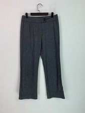 Minuet Petite Grey Linen Blend Work Office Straight Leg Trousers Formal UK 12