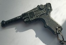 Vintage Keyring Metal Toy Gun  Side Arm Pistol Victory German Luger 