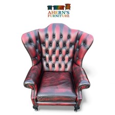 Vintage Oxblood Leather Chesterfield Queen Anne Chair FREE DELIVERY