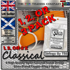1,2 or 3 Packs Classical Guitar Strings - 6 High Quality Nylon Strings Set - UK