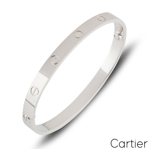 Cartier white gold plain love - white,