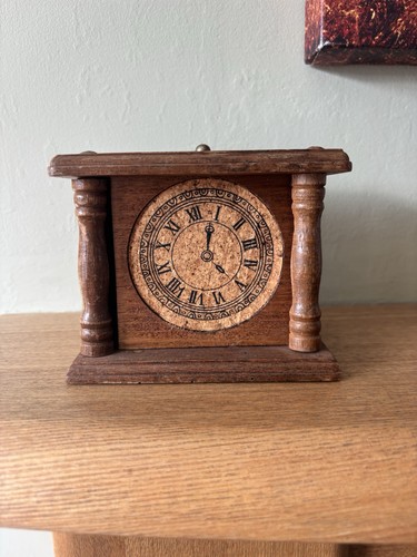 Vintage 1970s wooden clock - 1970s,