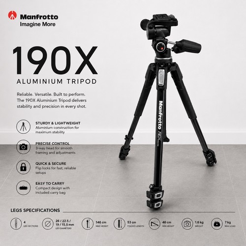 Manfrotto 190x tripod with - tripod,