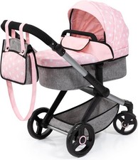 Bayer Combi dolls Pram Xeo, Stroller, Height-adjustable Handle Pink & Grey