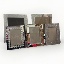 Bundle Of 6 Silver Sparkle Mirrored Glitter Photo Frames 6x4 And 10x8