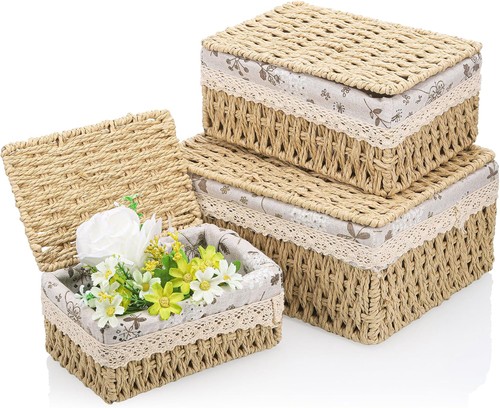 3pcs woven storage baskets - woven,
