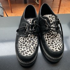 Underground Wulfrun Black/Leopard Suede Creeper Shoes UK6