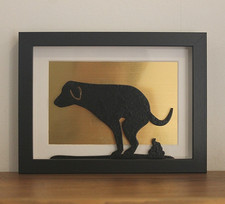 GOLD & BLACK  DOG funny art