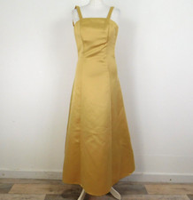 BHS Gold Ball Gown Dress Size 8 & Wrap Prom Princess Wedding Satin Style