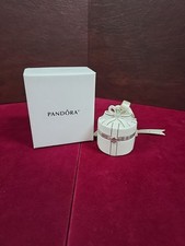 Pandora Ceramic Jewelry Box White And Silver 2.5" With Box