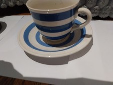 CARRIGALINE Pottery Ireland - Vintage CUP and SAUCER -blue and white ,some marks
