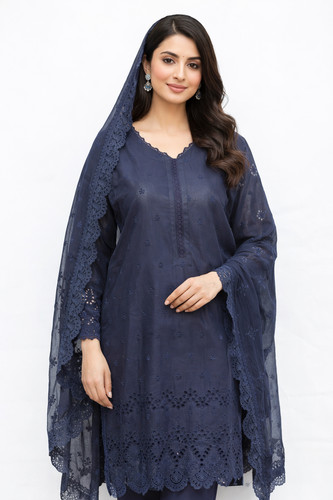 Piece lawn embroidered - lawn,