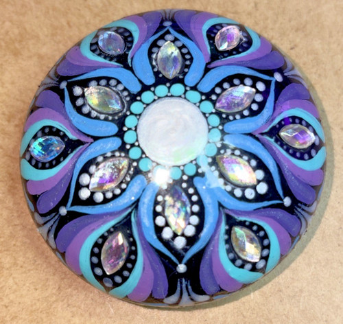 Hand painted mandala stone - painted,
