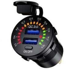 Dual USB QC 3.0 36W 12V 24V With LED Voltmeter Fast Charge Car Charger