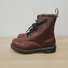 Dr Martens 1460 Bex Serena Fur Lined Brown Abbruzo Leather Ankle Boots Uk 4