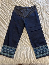 Next Maternity Jeans – UK 16  Long Embroidered Hem | Stretch Denim