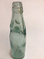 Vintage Glass Bottle With Marble Stopper. B Chapman Leeds.
