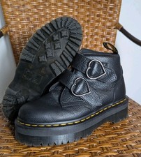Dr Martens Devon Heart Black Leather Quad Platform Chunky Boots Uk 6 EU 39