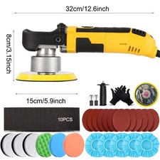 Dual Action Car Polisher Buffer Machine Orbital DA Polishing Kit 6" Pad Mop