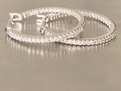 18ct white gold - white, hoop