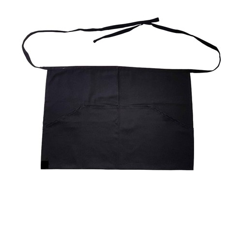 Black half waist apron - black, w/