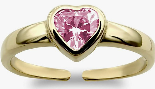 9ct yellow gold pink heart - yellow,