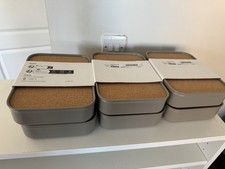 IKEA HARVMATTA Boxes with compartments, dark grey-beige LOT x 6