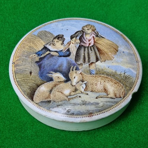 Prattware victorian pot lid - victorian,