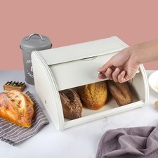 White Large Bread Box Roll Top