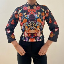 Women's H&M Conscious Collection Statement Patterned Floral Evening Top Size 6