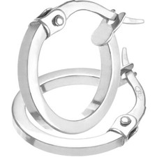 9ct White Gold Hoop Earrings 10mm Diameter by Citerna