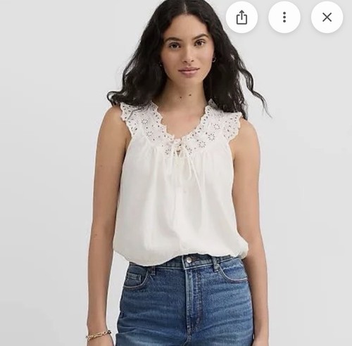 Nwt loft cream eyelet ruffle - eyelet,